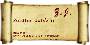 Zeidler Jolán névjegykártya